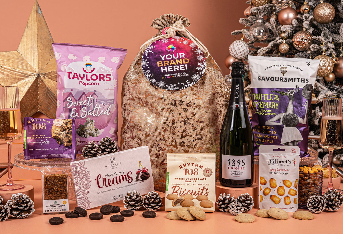 The Taste Of Christmas Hamper with Bespoke Branding - Award-Winning Champagne - Vegan & Gluten-Free