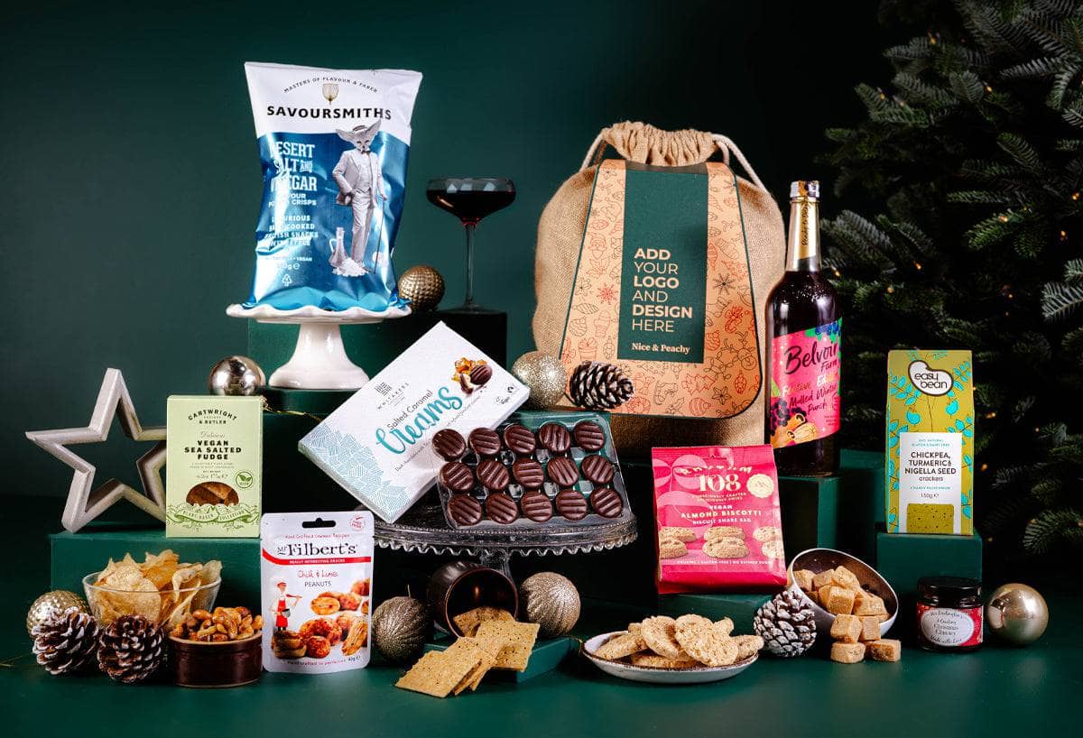 The Vegan Taste Of Christmas Branded Hamper Peach Hampers