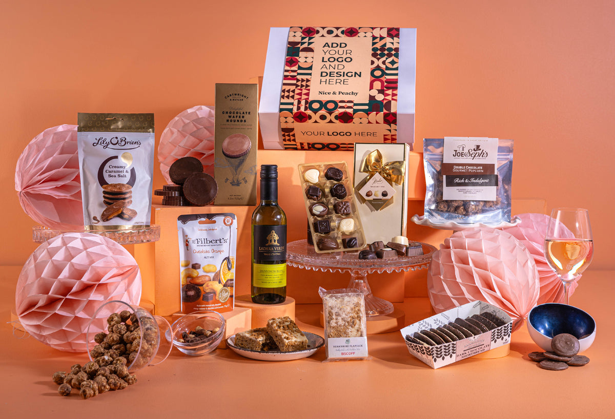 Peach Hampers Corporate Hampers White Wine The Sweet Treat Bespoke Branded Hamper