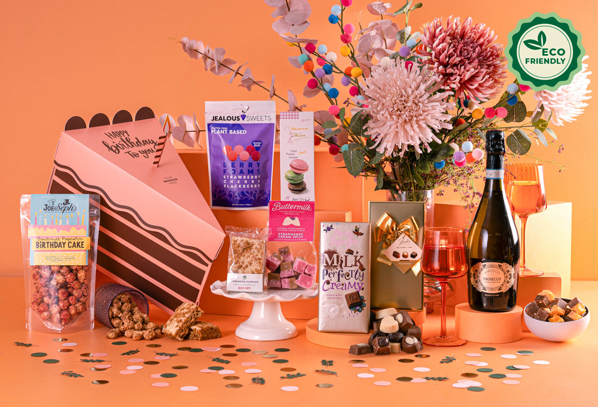 A Slice of Happiness Corporate Branded Birthday Hamper – Peach Hampers