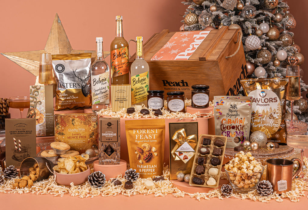 The Personalised Golden Crate Hamper with Alcohol-Free Trio