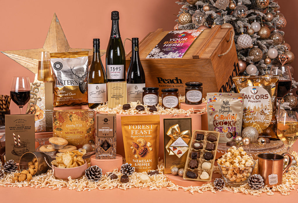 The Branded Golden Crate Christmas Hamper with Champagne