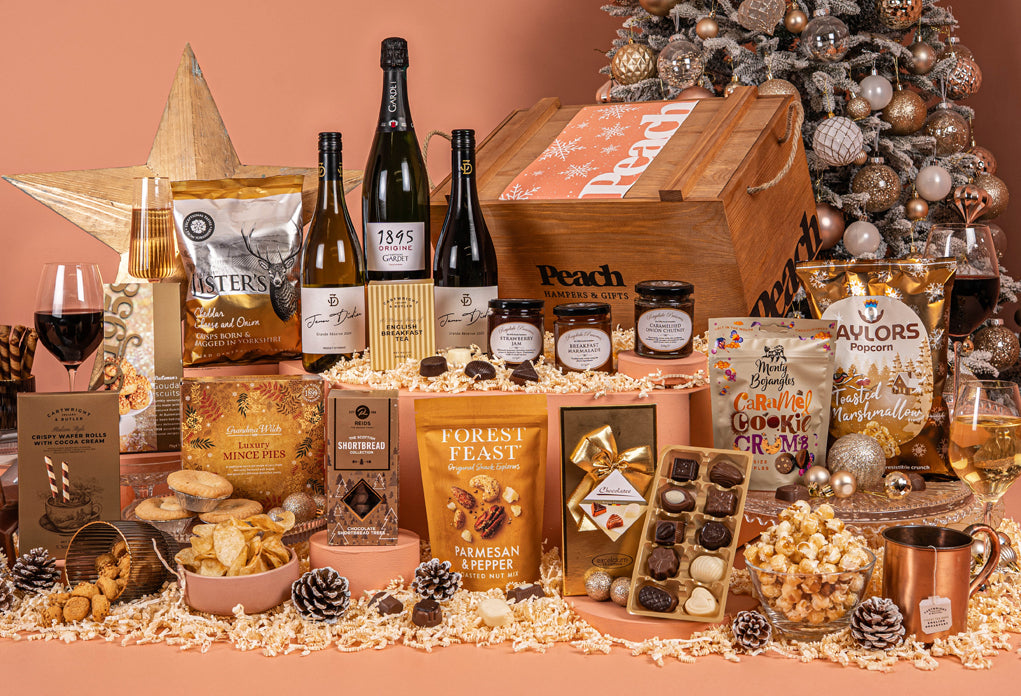 The Personalised Golden Crate Hamper with Champagne
