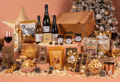 The Golden Crate Christmas Hamper with Champagne &amp; Wine Duo