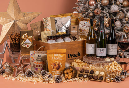 The Personalised Golden Crate Hamper with Champagne