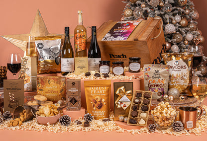 The Branded Golden Crate Christmas Hamper with Wine Duo &amp; Spiced Ginger Punch