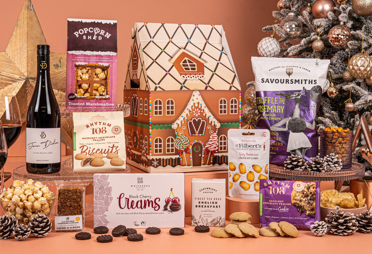 The Gingerbread House Christmas Hamper - Award-Winning Red Wine - Vegan &amp; Gluten-Free