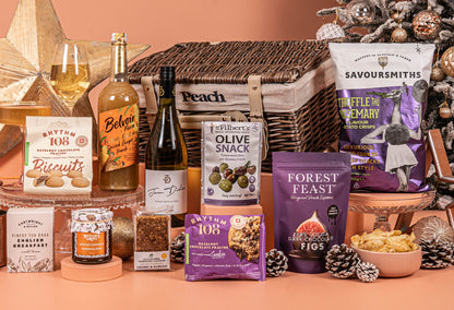 The Gold Star Christmas Hamper with Bespoke Branding - Award-Winning White Wine - Vegan &amp; Gluten-Free