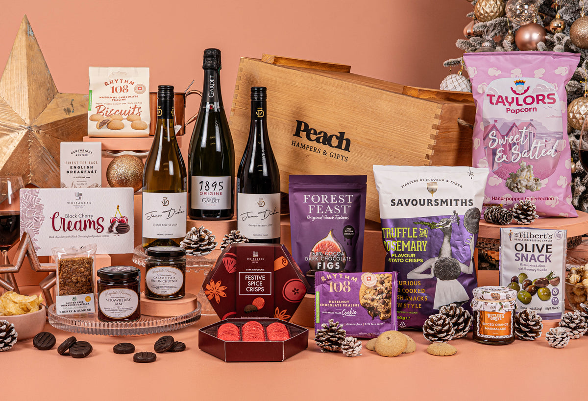 The Branded Golden Crate Christmas Hamper with Champagne