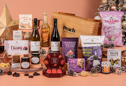 The Personalised Golden Crate Hamper with Wine Duo &amp; Spiced Ginger Punch