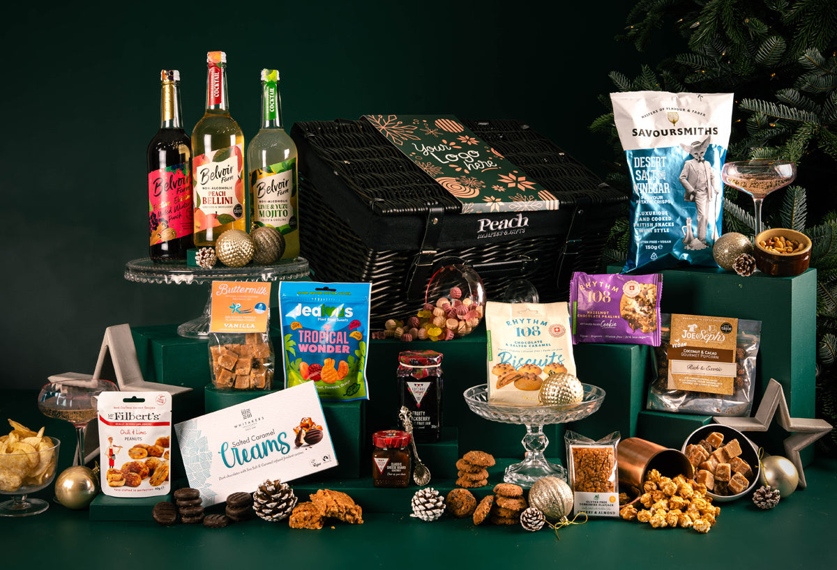 The Branded Vegan &amp; Gluten Free Christmas Feast Hamper with Alcohol-Free Trio