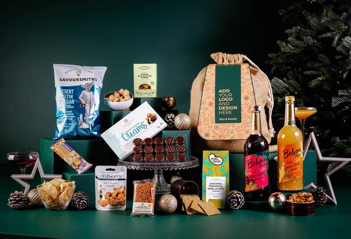 Peach Hampers Corporate Hampers Alcohol-Free Duo The Vegan Cosy Night In Branded Hamper