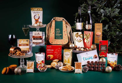 Peach Hampers Corporate Hampers Award-Winning Prosecco and Red Wine Christmas Party Sharing Hamper With Drinks