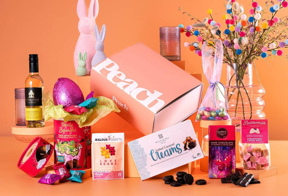 Peach Hampers Corporate Hampers The Eggcelent Corporate Easter Hamper with White Wine
