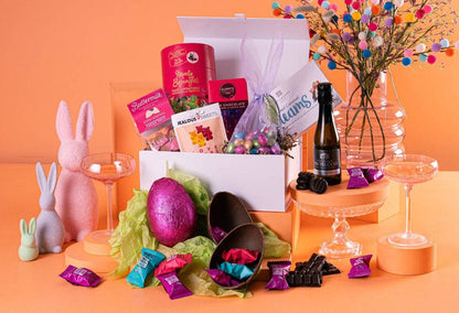 Peach Hampers Corporate Hampers The Eggcelent Personalised Easter Hamper with Red Wine