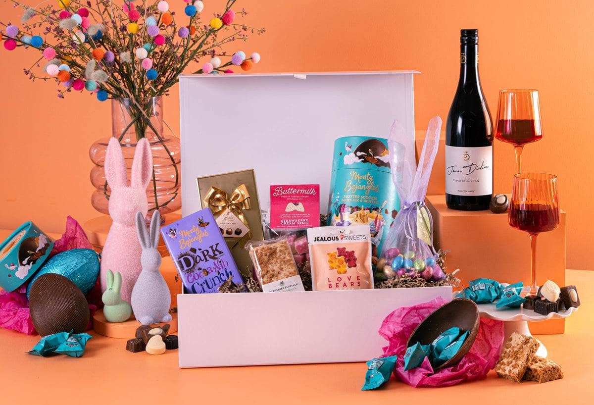 Peach Hampers Corporate Hampers The Eggstra Special Corporate Easter Hamper with Red Wine