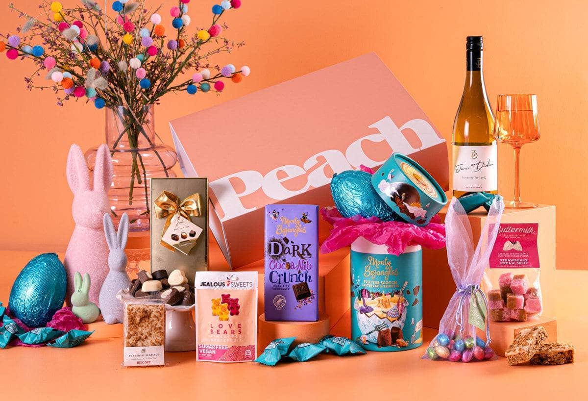Peach Hampers Corporate Hampers The Eggstra Special Corporate Easter Hamper with White Wine