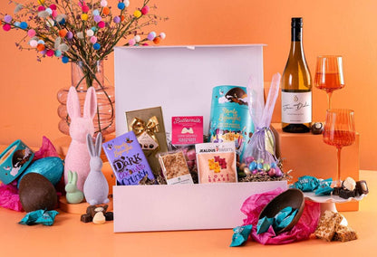 Peach Hampers Corporate Hampers The Eggstra Special Corporate Easter Hamper with White Wine