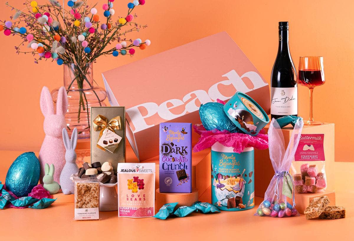Peach Hampers Corporate Hampers The Eggstra Special Easter Hamper with Red Wine