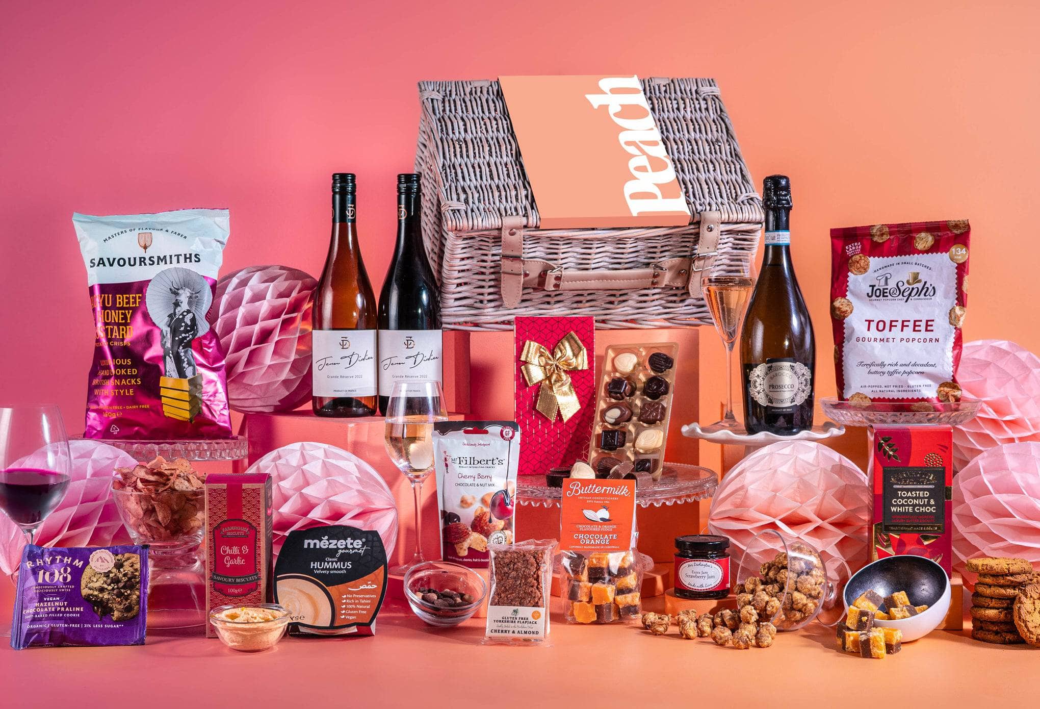 Peach Hampers The Love Struck Hamper with Wine Trio